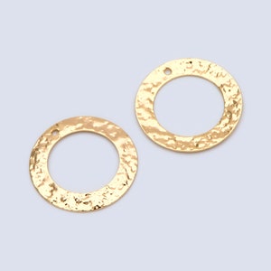 10pcs Gold/ Silver tone Circle Disc Pendant 21mm, Gold/ Rhodium plated Brass Geometric Hammered Charms (GB-1422-G)