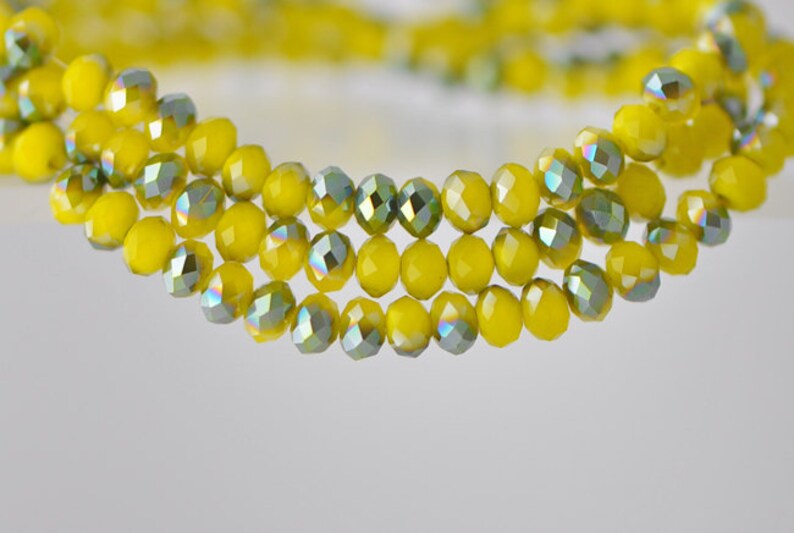 Crystal Glass Rondelle Faceted beads 2x3mm Yellow Green BZ03-22/ 125pcs image 5