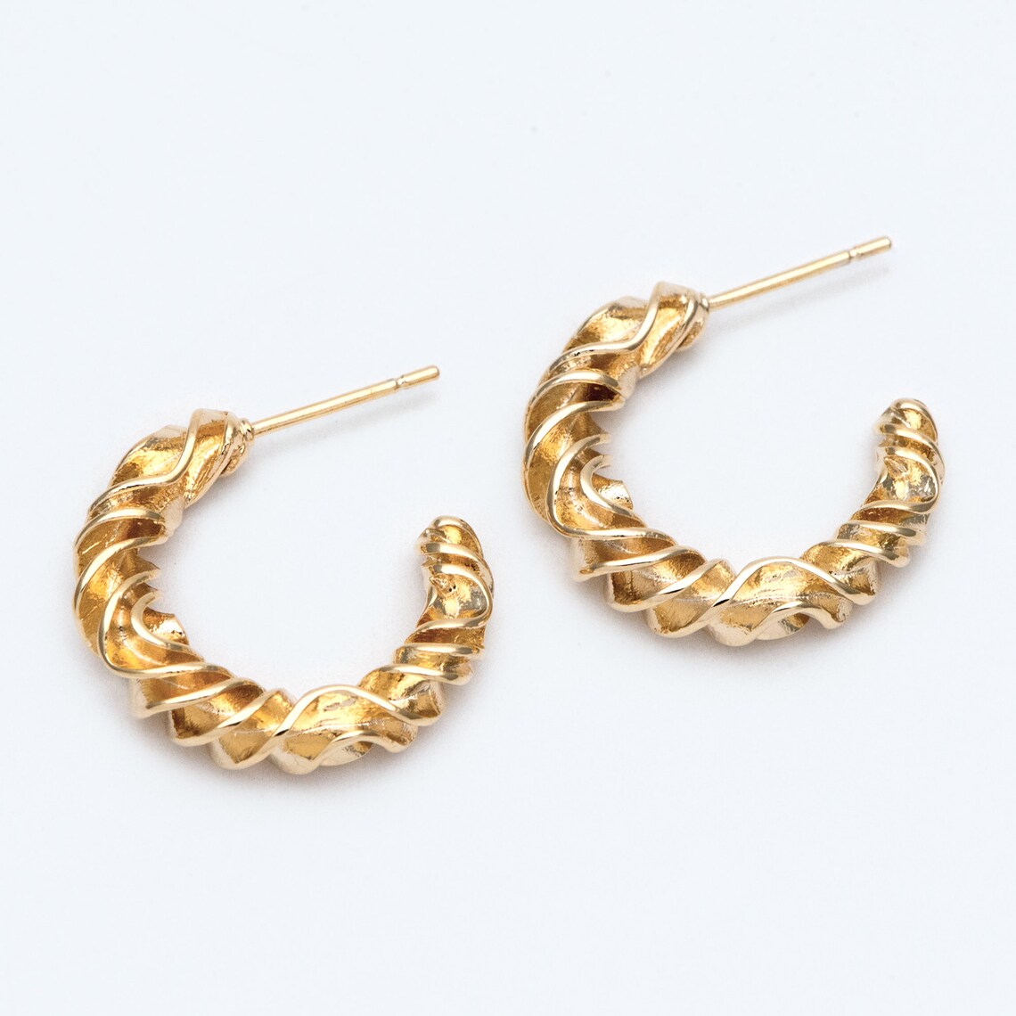 10pcs Gold Earring Studs 20mm 18K Gold plated Brass Round Etsy