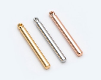 10pcs Gold/ Silver/ Rose Gold Tube Charms 20x2mm, Gold/ Rhodium/ Rose Gold plated Brass Bar Stick Pendants (GB-270)