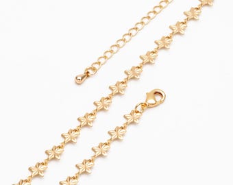 Gold Star Chain, Finished Bracelet/ Anklet/ Necklace with Extender Chain, Ready to Wear (#LK-570)