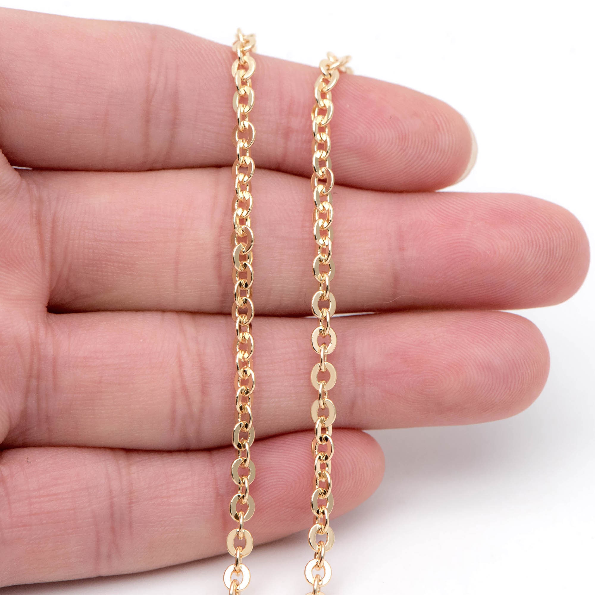 Gold Plated Brass Chains 3.3mm Round Cable Linked Chains DIY Etsy