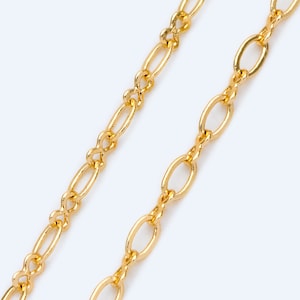 May include: A gold chain necklace with a delicate oval link design.