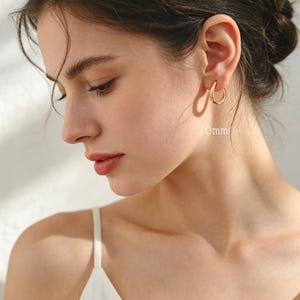 4pcs Gold/ Silver Chunky Hoop Huggies, 3mm Thick, 14/ 16/ 18/ 20/ 26mm, Stainless Steel Hoop Earrings, Minimalist Earrings (GB-2788) image 6