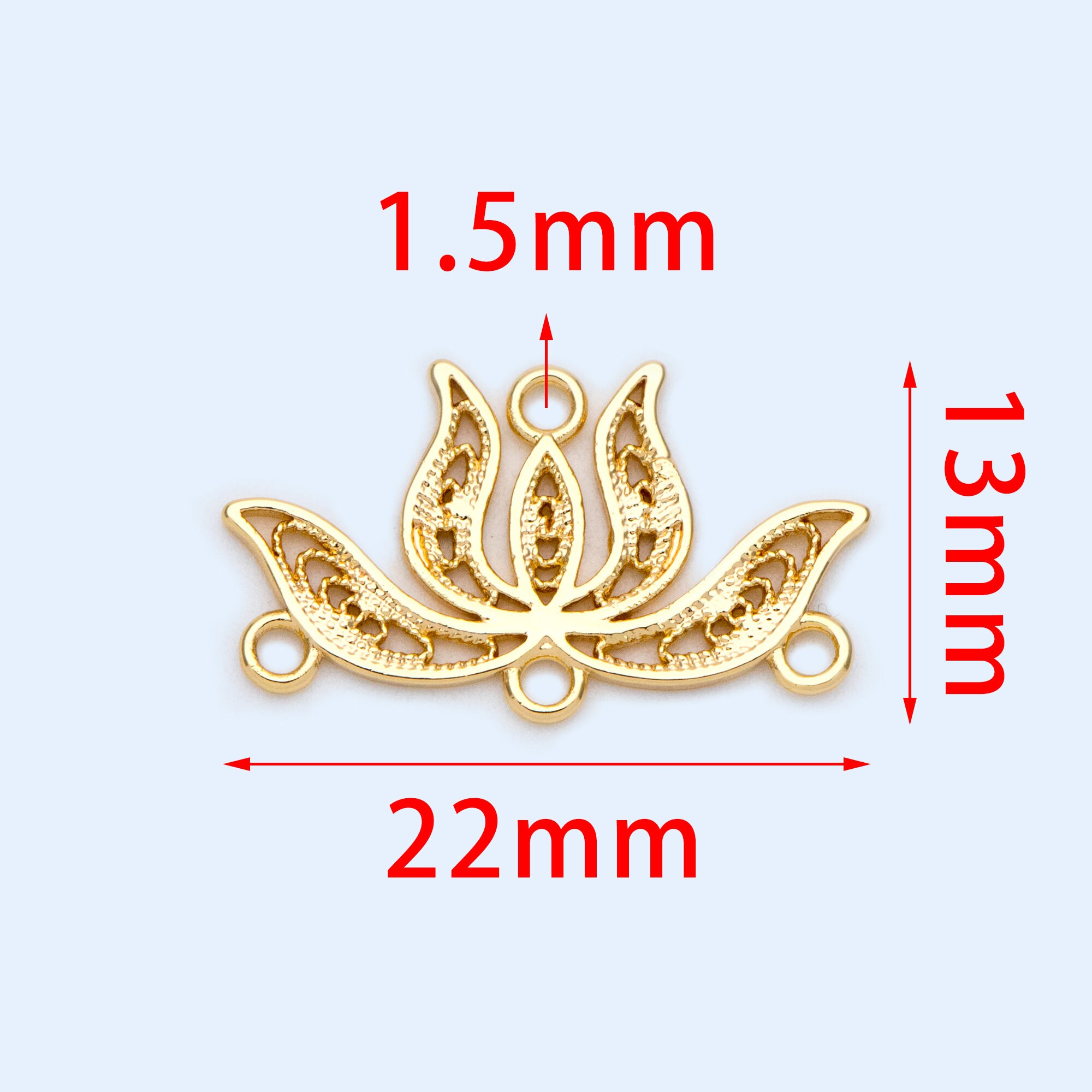 10pcs Gold Lotus Pendants 13x22mm, 18K Gold Plated Brass 10pcs Gold Lotus Pendants 13x22mm, 18K Gold Plated Brass