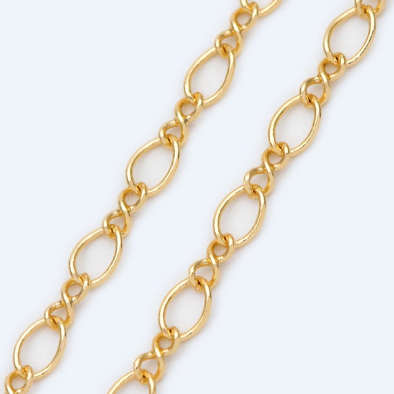 Gold Plated Brass Figaro Chains 3 6mm Long And Short Cable Etsy