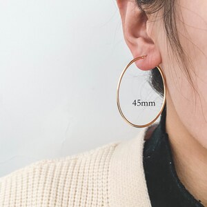 10pcs Gold/ Silver Tone Hoop Earrings, Size 15/ 20/ 25/ 30/ 35/ 40/ 45mm by 1.5mm Thick, Huggie Minimalist Earrings GB-2812 zdjęcie 10