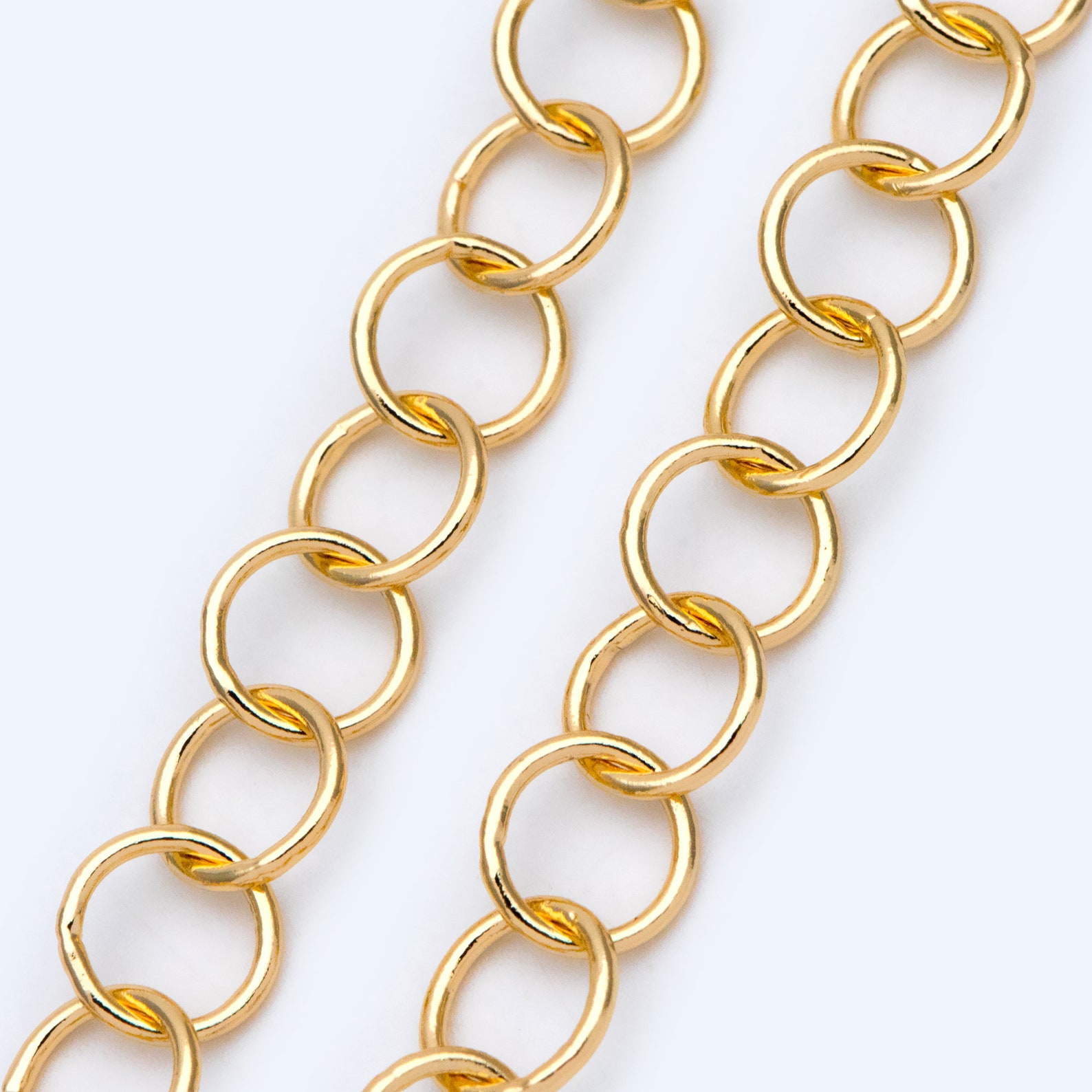 Gold Round Loop Chain 8mm 18K Real Gold Plated Brass Circle Etsy