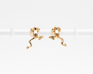 Orecchini Ear Jacket A Rana Punk Cimenexe – Oro, 3D, Fronte-retro, In Lega Resistente, Regalo Simpatico Per Donne E Ragazze
