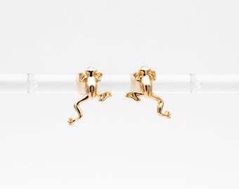 Orecchini Ear Jacket A Rana Punk Cimenexe – Oro, 3D, Fronte-retro, In Lega Resistente, Regalo Simpatico Per Donne E Ragazze