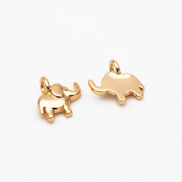 10pcs Gold Elephant Charm Pendant 8x8mm, Earring Findings, Jewelry Making, Diy Material, Jewelry Supplies (GB-3684)