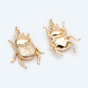 10 Stück Gold / Silber Textur Käfer Charms, Insekt Anhänger, Schmuck Zubehör, Ohrring Zubehör, SchmuckherstellungGB-2666 Gold
