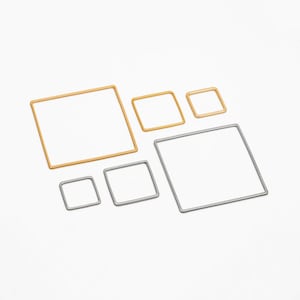10 pezzi di ciondoli a maglie quadrate color oro/argento da 15/20/30/40 mm, pendenti con connettori geometrici in ottone placcato oro/rodio (GB-231)