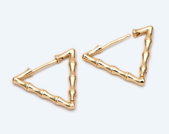 4pcs Gold Triangle Earrings 25mm, Geometric Leverback Earring Components (GB-2334)
