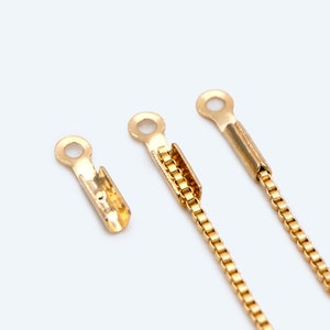 20pcs Tiny Chain End Caps, Gold Chain Crimps, to Finish 1mm or Thinner Cord / Leather/ Chains (GB-2801)