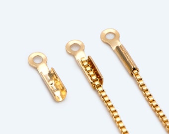 20pcs Tiny Chain End Caps, Gold Chain Crimps, to Finish 1mm or Thinner Cord / Leather/ Chains (GB-2801)