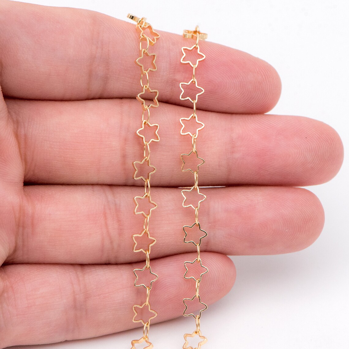 Gold Star Chain 5mm Gold Plated on Brass Star Link Chains Etsy