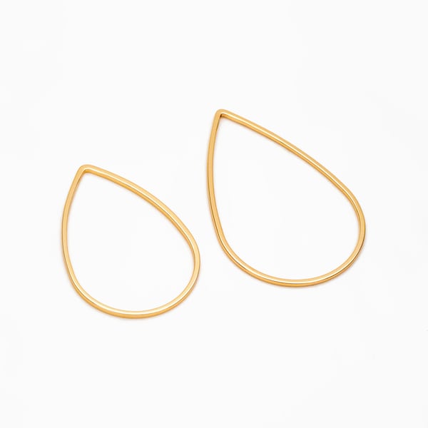 10pcs Gold/ Silver/ Rose Gold Teardrop Link Connector Charms 32/ 38mm, Gold/ Rhodium plated Brass Geometric Shape Pendants (GB-097)