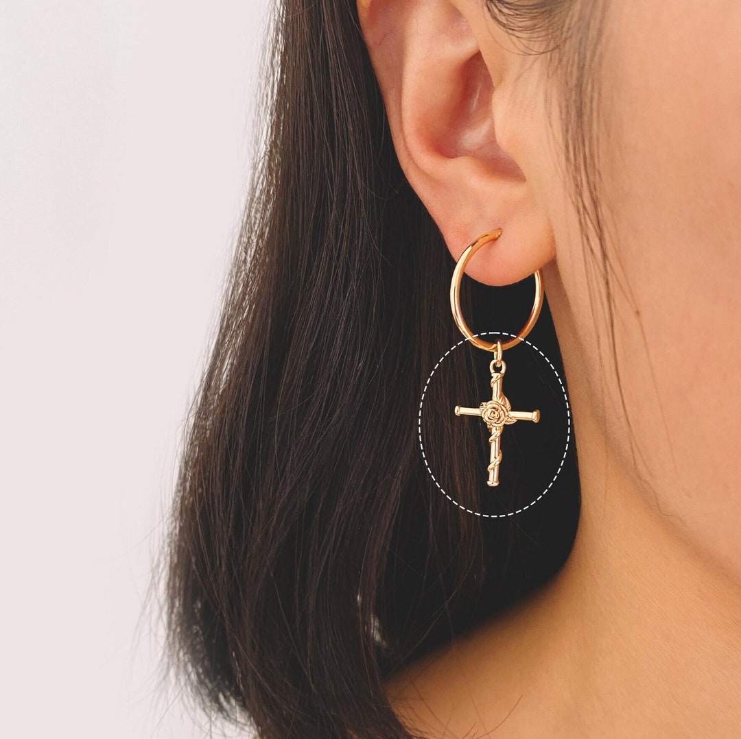 10pcs Gold Rose Cross Charm 26x16mm Earring Findings Jewelry - Etsy