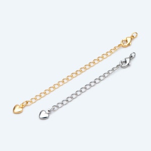 10pcs Lobster Claw Clasps with Extender Chain, Gold/ Rhodium plated Brass,  Gold/ Silver tone Extension Chain (GB-100-F)