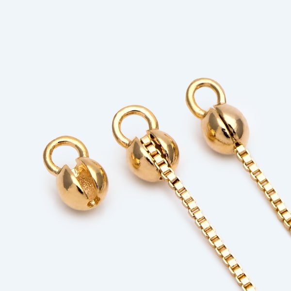 20pcs  Gold Crimp Ends, Cord Ends, Clam Shell Bead Tip, Ball Chain Connector, Chain Crimps, Gold Plated Findings (GB-2832)