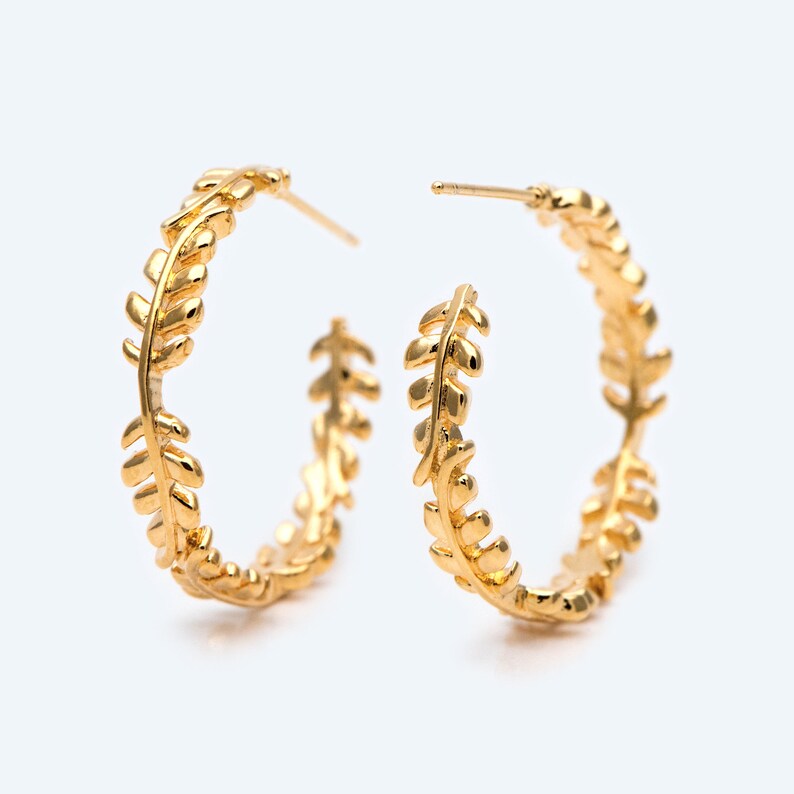 10pcs Dainty Gold Leaf Hoop Earrings Gold Hoop Earring 25mm Etsy