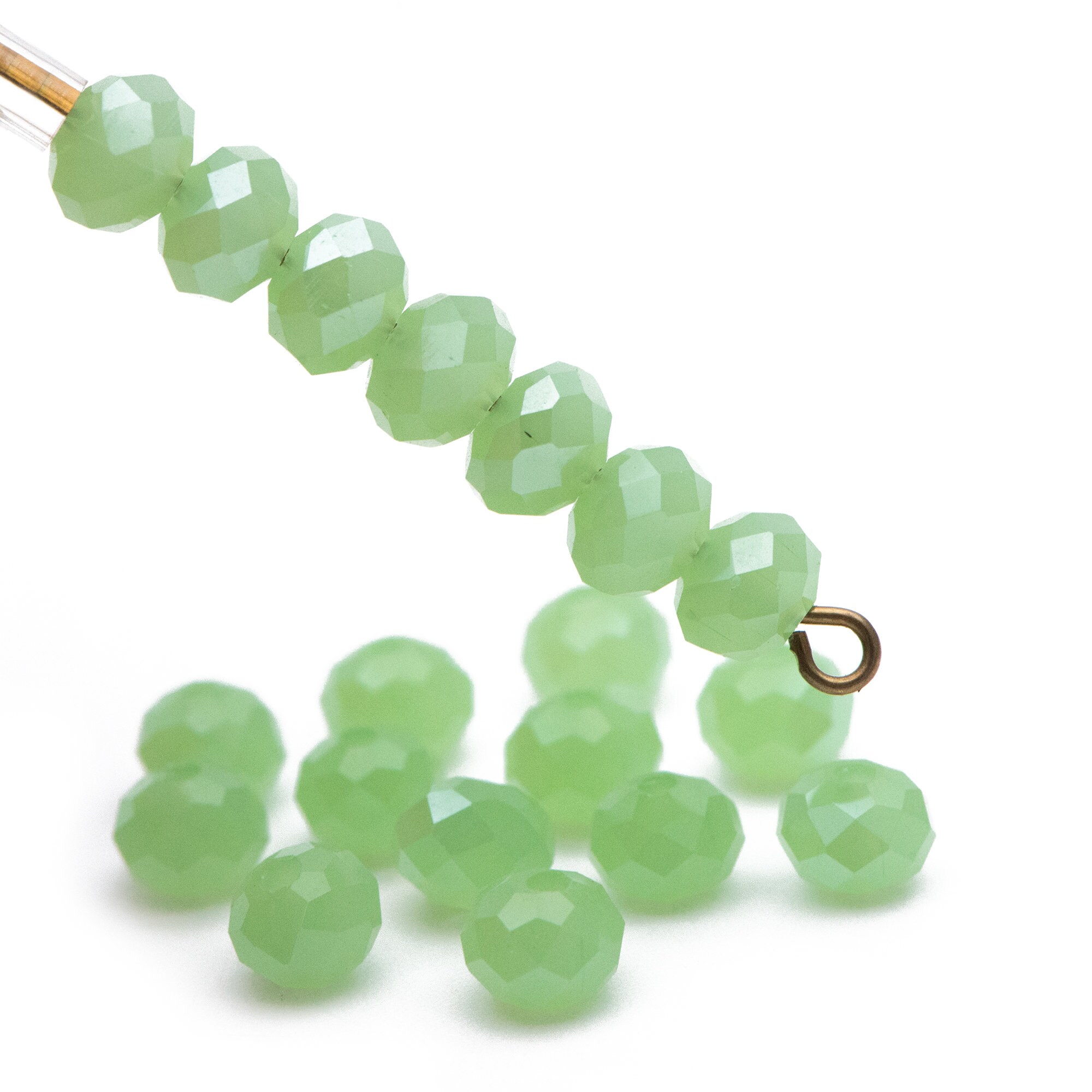 Chinese Crystal Rondelle Beads 6mm X 4mm Color Jade Lt Green & Silver –  Krafts and Beads