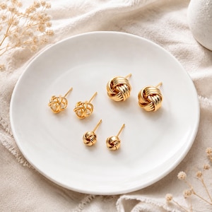 10pcs Gold Knot ear studs, Celtic knot earrings, Minimalist Stud Earrings (GB-1833)
