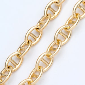 Gold plated Brass Mariner Anchor Link Chain 4.8/ 5.2/ 5.8mm, Chain Findings Wholesale (#LK-334)/ 1 Meter=3.3 ft