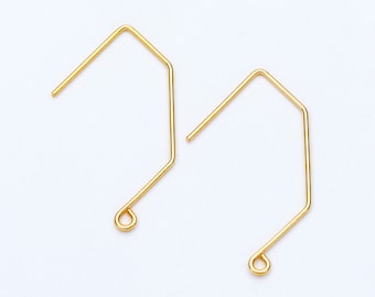 10pcs Gold/ Silver tone Ear Hooks 32x18mm, Gold/ Rhodium plated Brass Simple Earwires Earring Components (GB-947-B)