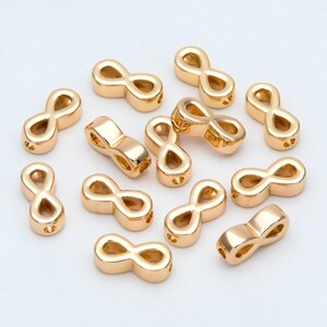 10st gouden Infinity kralen, 13x6mm, 18K verguld messing, Infinity Spacer kralen GB-2932 afbeelding 4