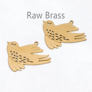 10 stuks onbewerkte koperen vogelbedelhangers 25 x 30 mm, messing onderdelen groothandel (RB-261)