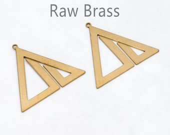 10pcs Raw Brass Triangle Charm Pendants, Brass Findings Wholesale (RB-270)