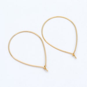 10pcs Gold/ Silver Tone Teardrop Earring Hoops, 38x26mm Geometric Ear Wire Charm Pendants, Threader Earring Components  (GB-709)