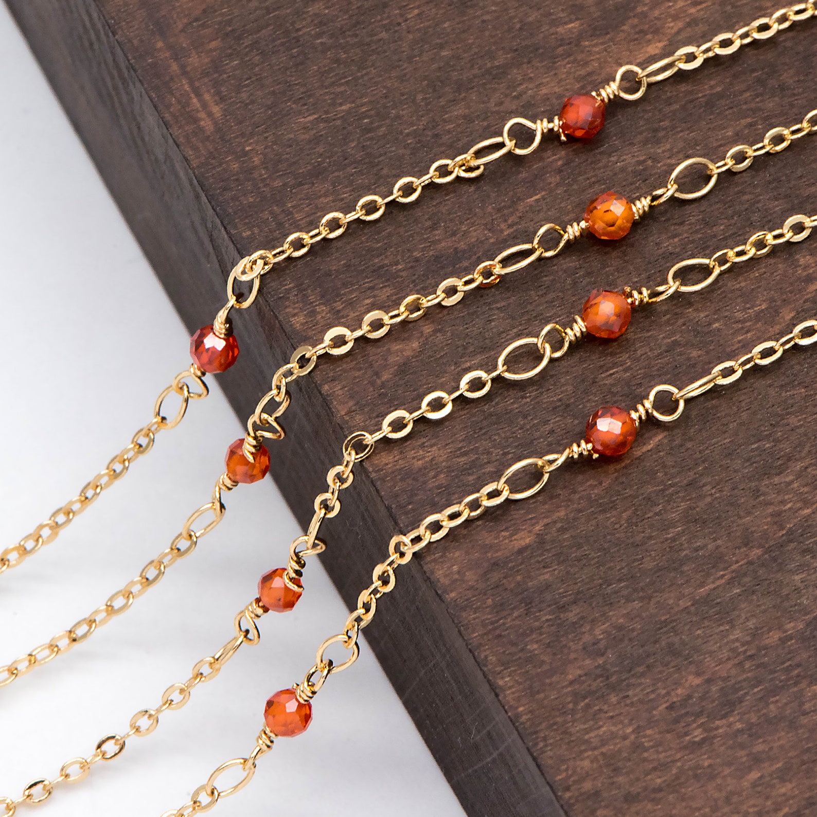 BEADED CHAIN STUDS GOLD BRASS