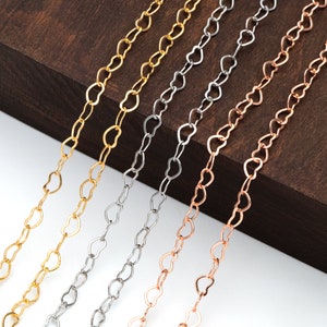 Gold/ Silver tone Heart Chains, Gold/ Rhodium/ Rose Gold plated Brass Designer Chain, 3.5mm Thin Decorative Chains LK-105/ 1 Meter3.3 ft image 5