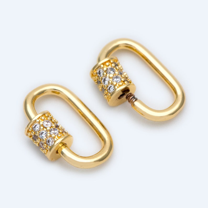 4pcs CZ Micro Pave Hook GB-1267 18K Gold plated Pave Oval Clasps You Choose Size 16x10mm 21x14mm