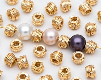 10pcs Gold/ Silver plated Brass Wire Wrap Spacer Beads, Jewelry Making Supplies Wholesale (GB-2899)