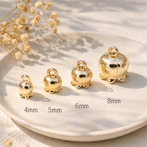 10 Stück Gold Blumen Charms, 18K vergoldet Messing, Maiglöckchen, Blumen Perlenkappe (GB-3799)