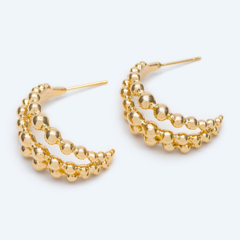 10pcs Gold plated Brass Ear Posts GB-1993 Geometric Loop Stud Earrings