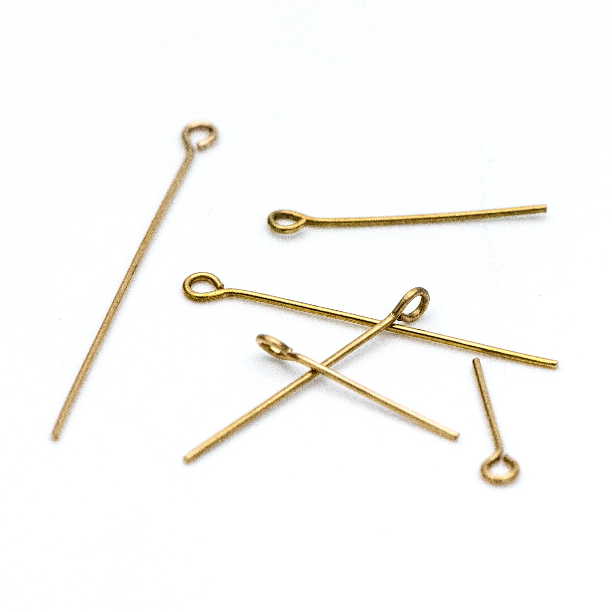 100pcs Raw Brass Eye Pins 0.7mm(21 Gauge), Yellow Brass Eyepins ...
