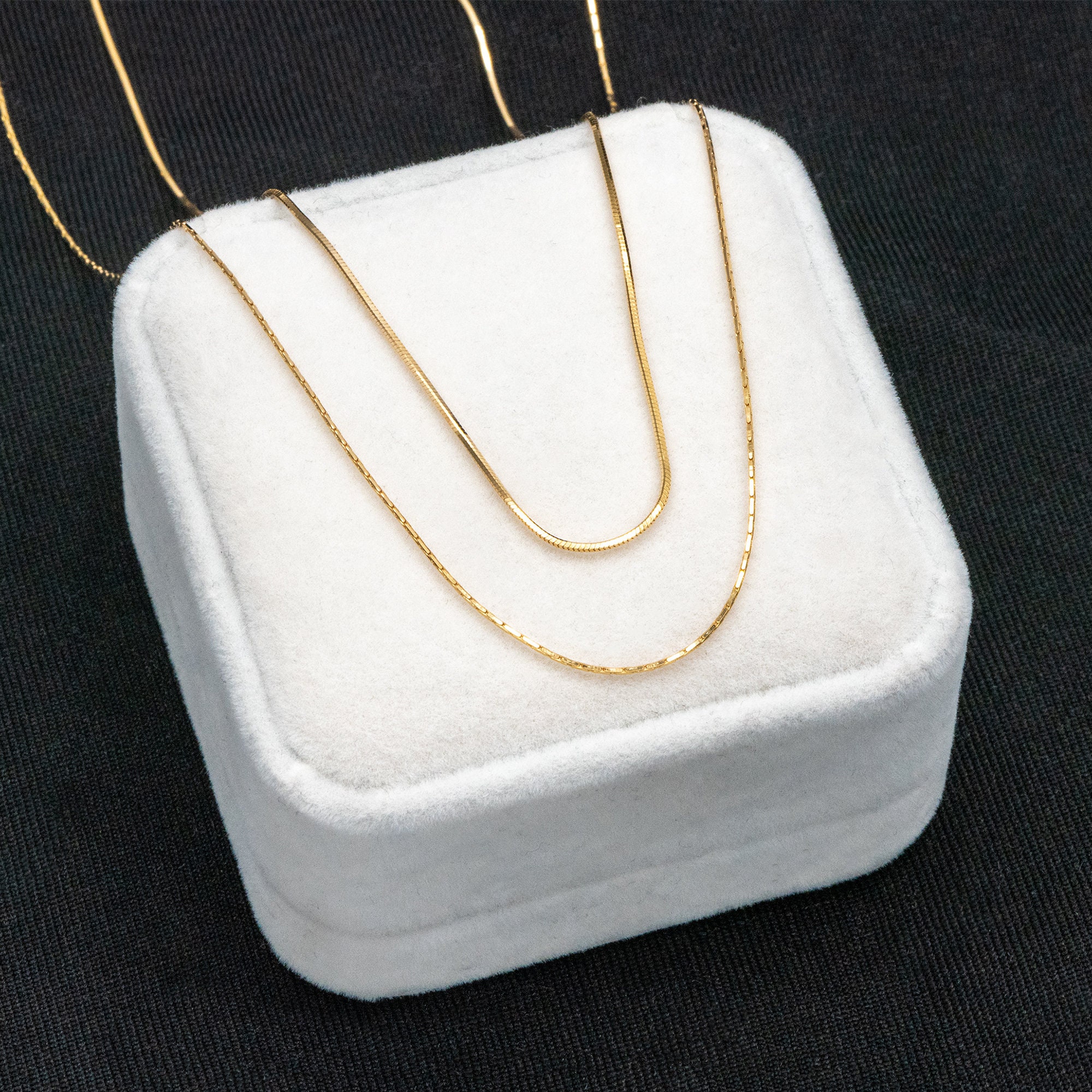 Collana a doppio strato in oro: corda intrecciata e catena a serpente - Italia
