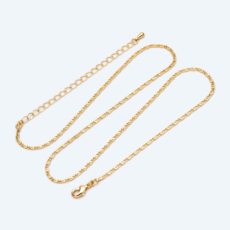 #LK-472 Finished Dainty Necklace with Extender Chain Flat Bar Chain Necklaces 1.8mm Ready to Wear 16-20 Inch Adjustable
