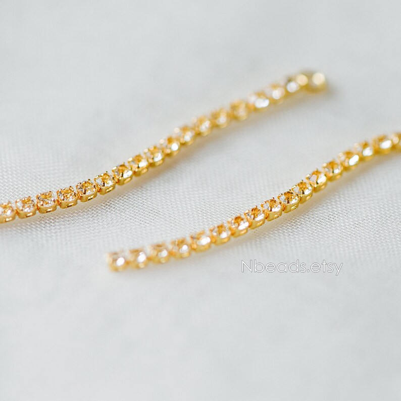 10pcs CZ Pave Gold Chain Charms 43mm Earwire Thread Pendants GB-286 Earring Threader Components