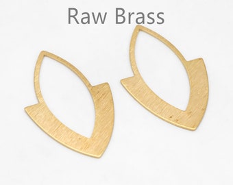 20pcs Raw Brass Marquise Charm, Textured Pendant, 34x21mm, Brass Findings Wholesale (RB-305)