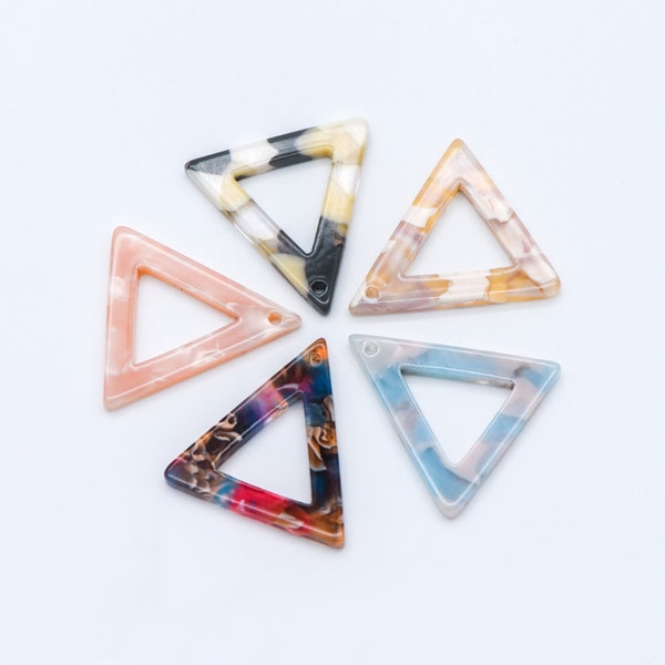 20pcs Tortoise Shell Acetate Triangle Pendants 23mm, Acrylic Craft Earring Components, Geometric Resin Charms (#HT-52)