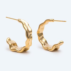 4pcs Gold Wave Hoop Earrings, Round Circle Earring,  Wave Earring, Minimalist Earring (GB-2821)