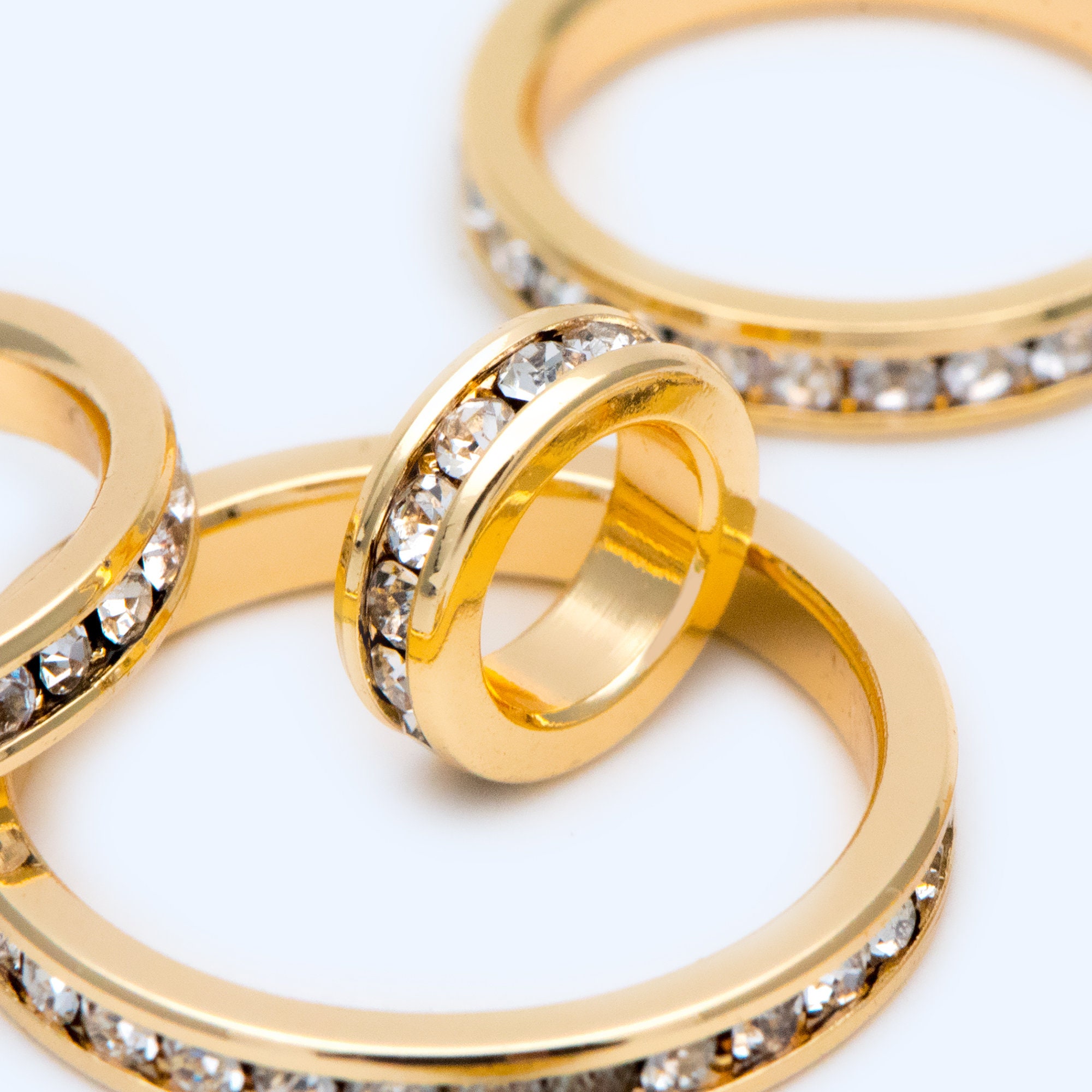 4pcs Gold Ring Charms 18/20mm Real Gold Plated CZ Paved Round Etsy