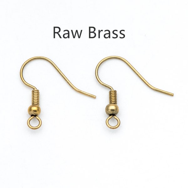 100pcs Raw Brass Earring Hooks, Ear Wire Findings Wholesale  (RB-179)