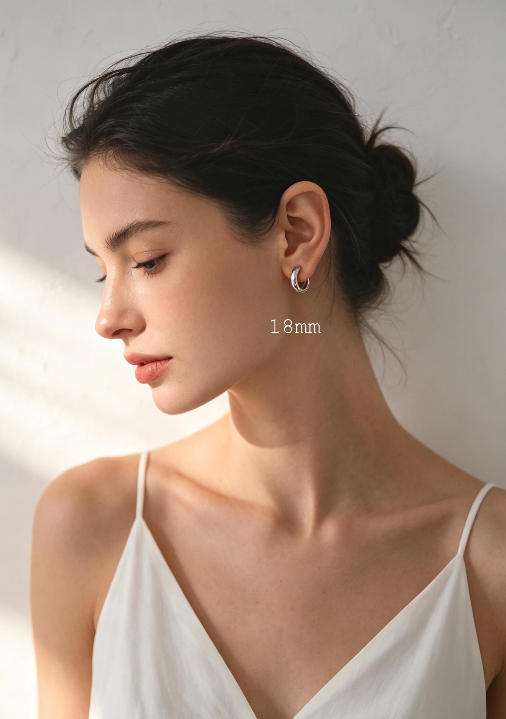 ゴールド/シルバートーンフープイヤリング 10個入り、14/16/18mm 